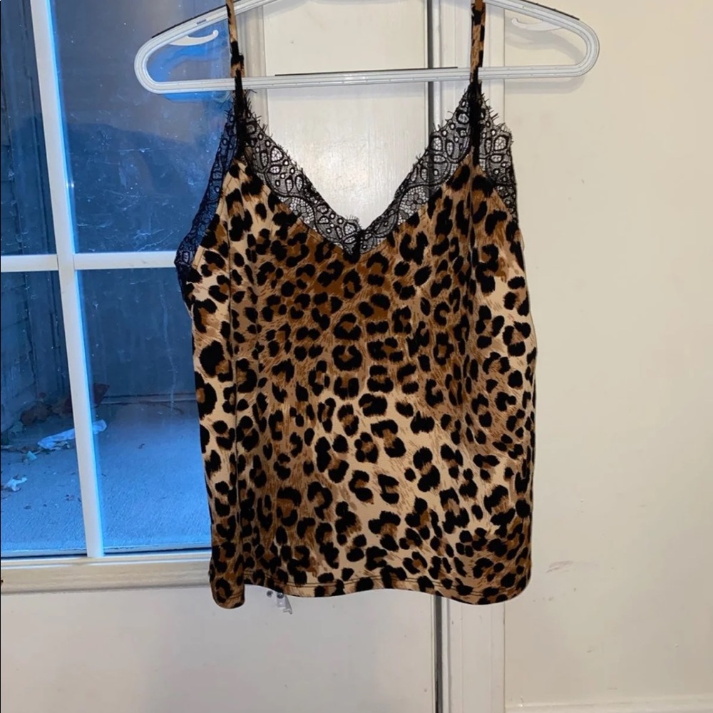 Cheetah print lace tank top